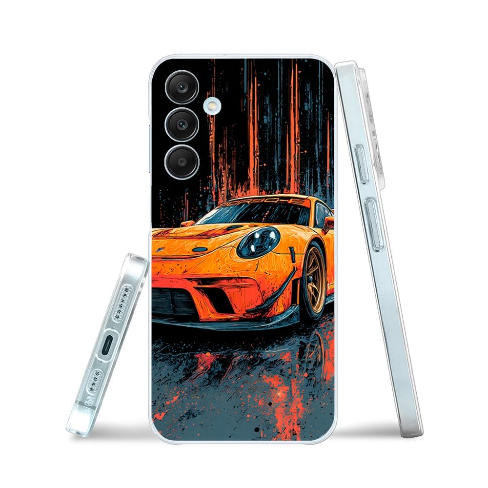 Etui do Samsung Galaxy M35 5G przeźroczyste, silikonowe Flexi, Szybkie Auta, Pomarańczowa 911 - obrazek 3