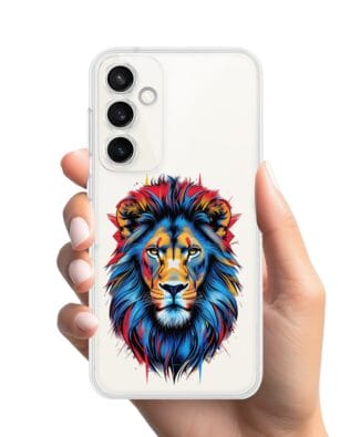 Etui do Samsung Galaxy S23 przeźroczyste, silikonowe Flexi, Dzika Mandala, Lew