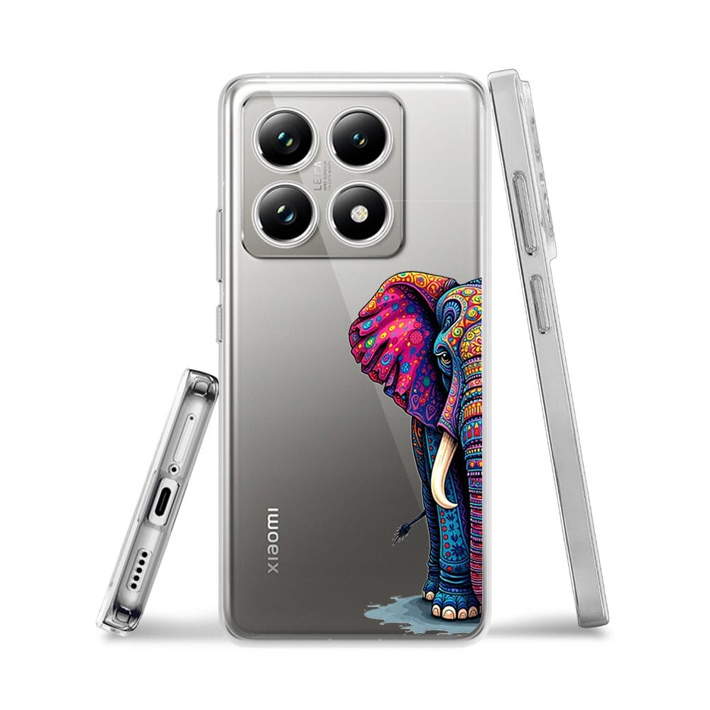 Etui do Xiaomi 14T przeźroczyste, silikonowe Flexi, Dzika Mandala, Słoń - obrazek 3