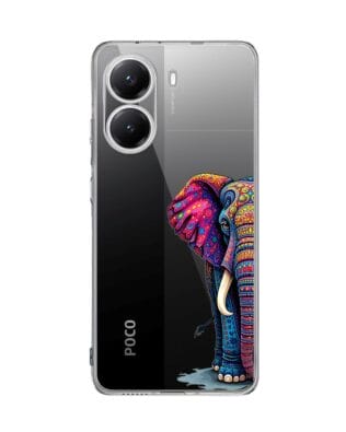 Etui do Xiaomi POCO X7 Pro przeźroczyste, silikonowe Flexi, Dzika Mandala, Słoń