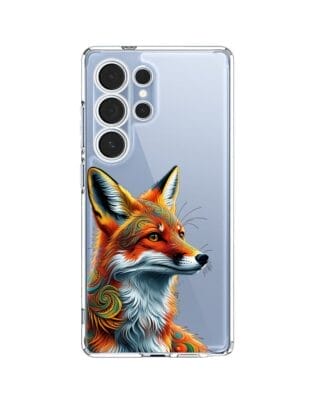 Etui do Samsung Galaxy S25 Ultra przeźroczyste, silikonowe Flexi, Dzika Mandala, Twarz lisa