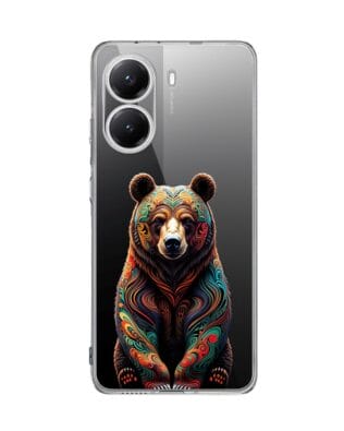 Etui do Xiaomi POCO X7 Pro przeźroczyste, silikonowe Flexi, Dzika Mandala, Niedźwiedź