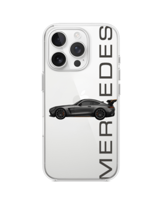 Etui do iPhone 14 Pro Max przeźroczyste, silikonowe Flexi, Szybkie Auta, Stalowe AMG-GT