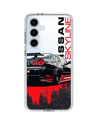 Etui do Samsung Galaxy S24 FE przeźroczyste, silikonowe Flexi, Szybkie Auta, czarny Skyline