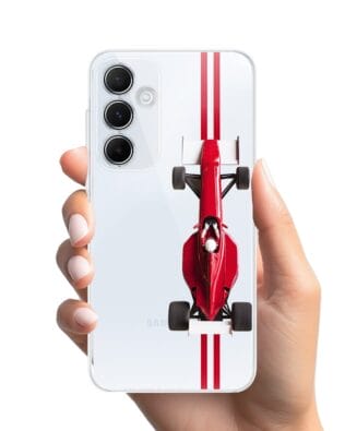 Etui do Samsung Galaxy A35 5G przeźroczyste, silikonowe Flexi, Szybkie Auta, czerwone F1