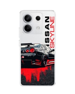 Etui do Xiaomi Redmi Note 13 Pro 5G przeźroczyste, silikonowe Flexi, Szybkie Auta, czarny Skyline
