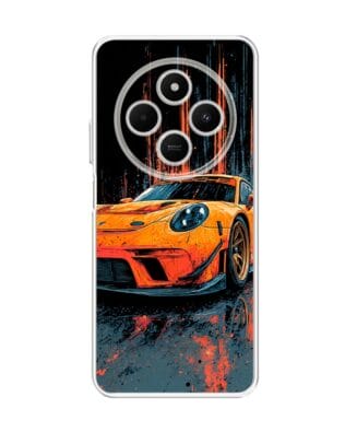 Etui do Xiaomi POCO C75 przeźroczyste, silikonowe Flexi, Szybkie Auta, Pomarańczowa 911