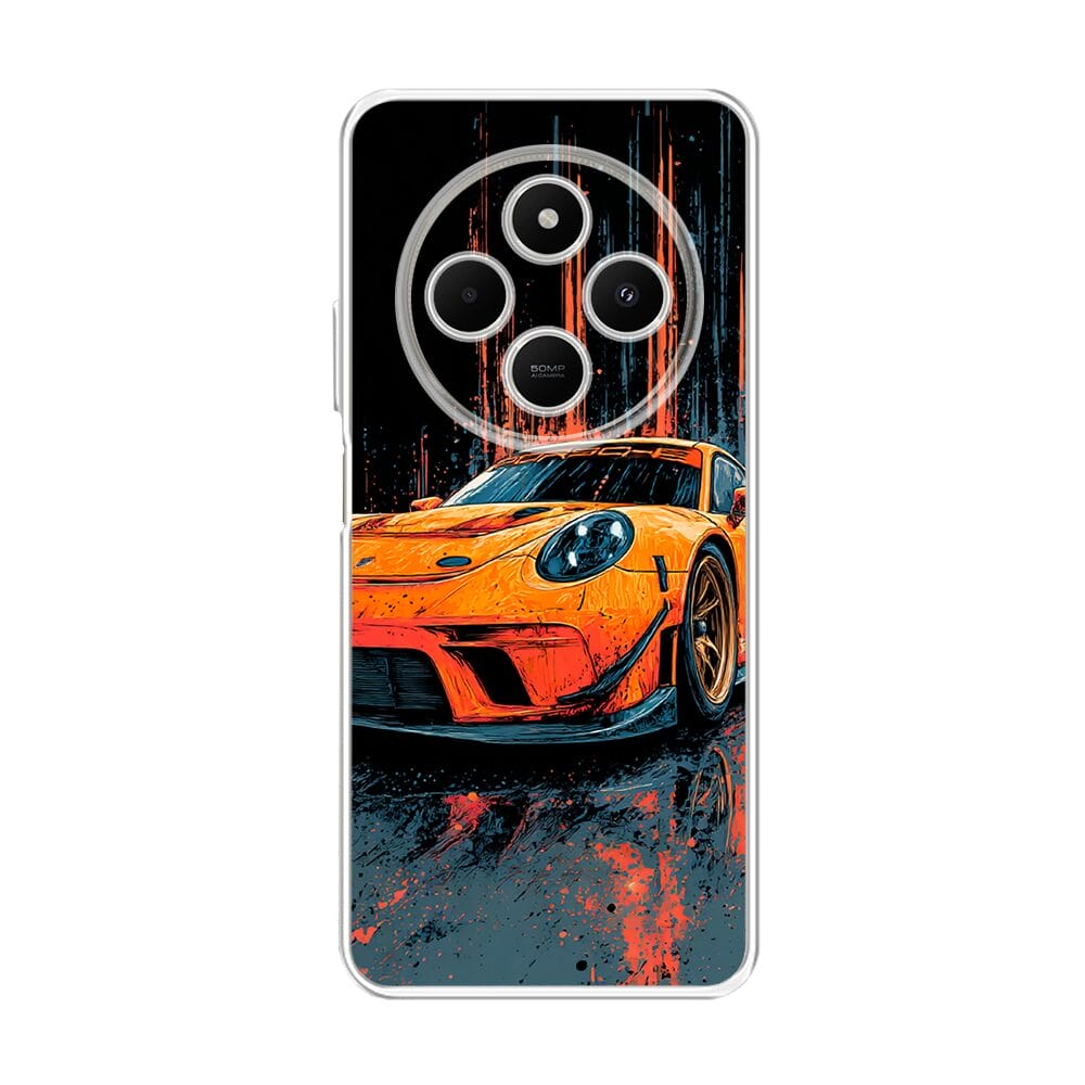 Etui do Xiaomi POCO C75 przeźroczyste, silikonowe Flexi, Szybkie Auta, Pomarańczowa 911