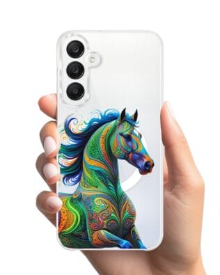 Etui do Samsung Galaxy A25 5G z MagSafe przeźroczyste, silikonowe Flexi, Dzika Mandala, Koń