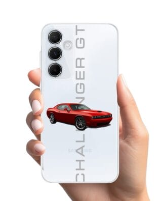 Etui do Samsung Galaxy A55 5G przeźroczyste, silikonowe Flexi, Szybkie Auta, czerwony Challenger GT