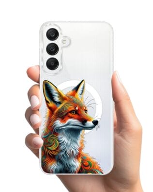 Etui do Samsung Galaxy A25 5G z MagSafe przeźroczyste, silikonowe Flexi, Dzika Mandala, Twarz lisa
