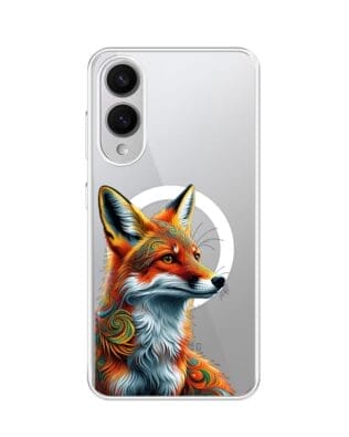 Etui do Samsung Galaxy S25 Edge z MagSafe przeźroczyste, silikonowe Flexi, Dzika Mandala, Twarz lisa