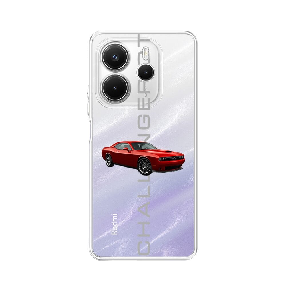 Etui do Xiaomi Redmi Note 14 5G przeźroczyste, silikonowe Flexi, Szybkie Auta, czerwony Challenger GT