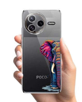 Etui do Xiaomi POCO F7 Ultra przeźroczyste, silikonowe Flexi, Dzika Mandala, Słoń