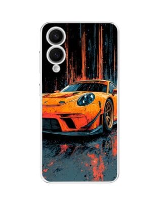 Etui do Samsung Galaxy S25 Edge przeźroczyste, silikonowe Flexi, Szybkie Auta, Pomarańczowa 911