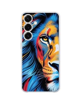 Etui do Samsung Galaxy S25 przeźroczyste, silikonowe Flexi, Dzika Mandala, Lwie spojrzenie