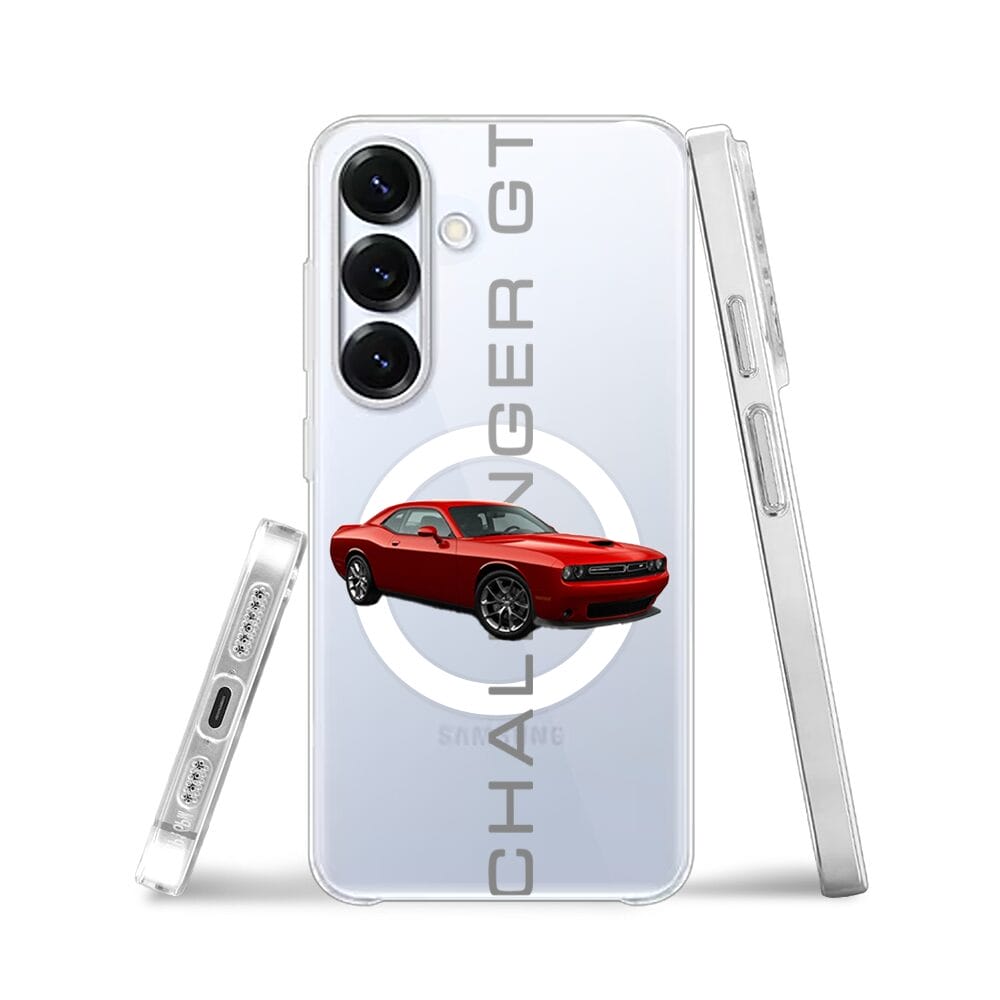 Etui do Samsung Galaxy S25 Plus z MagSafe przeźroczyste, silikonowe Flexi, Szybkie Auta, czerwony Challenger GT - obrazek 3