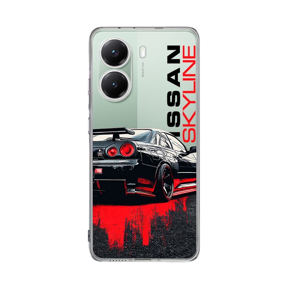 Etui do Xiaomi POCO X7 Pro przeźroczyste, silikonowe Flexi, Szybkie Auta, czarny Skyline