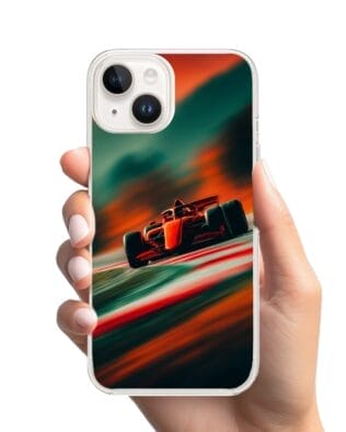 Etui do iPhone 14 Plus przeźroczyste, silikonowe Flexi, Szybkie Auta, Wyścig F1