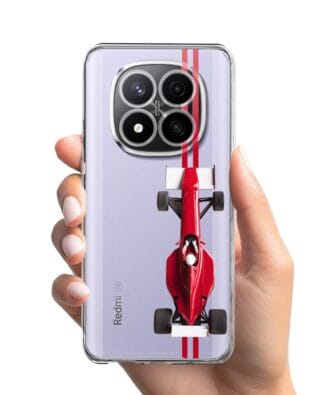 Etui do Xiaomi Redmi Note 14 Pro 4G przeźroczyste, silikonowe Flexi, Szybkie Auta, czerwone F1