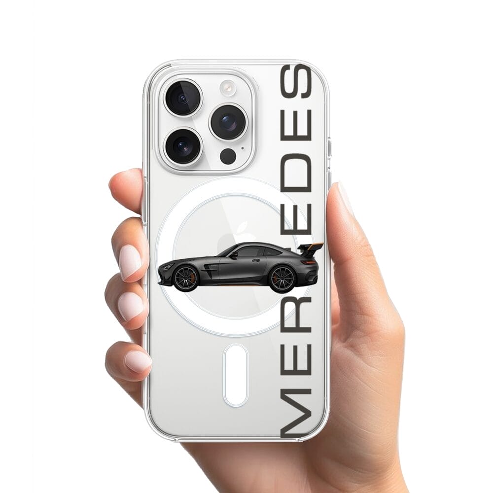 Etui do iPhone 13 Pro z MagSafe przeźroczyste, silikonowe Flexi, Szybkie Auta, Stalowe AMG-GT - obrazek 2