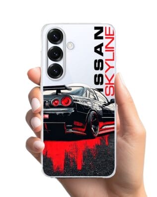 Etui do Samsung Galaxy S25 Plus z MagSafe przeźroczyste, silikonowe Flexi, Szybkie Auta, czarny Skyline