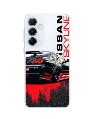 Etui do Samsung Galaxy A55 5G przeźroczyste, silikonowe Flexi, Szybkie Auta, czarny Skyline
