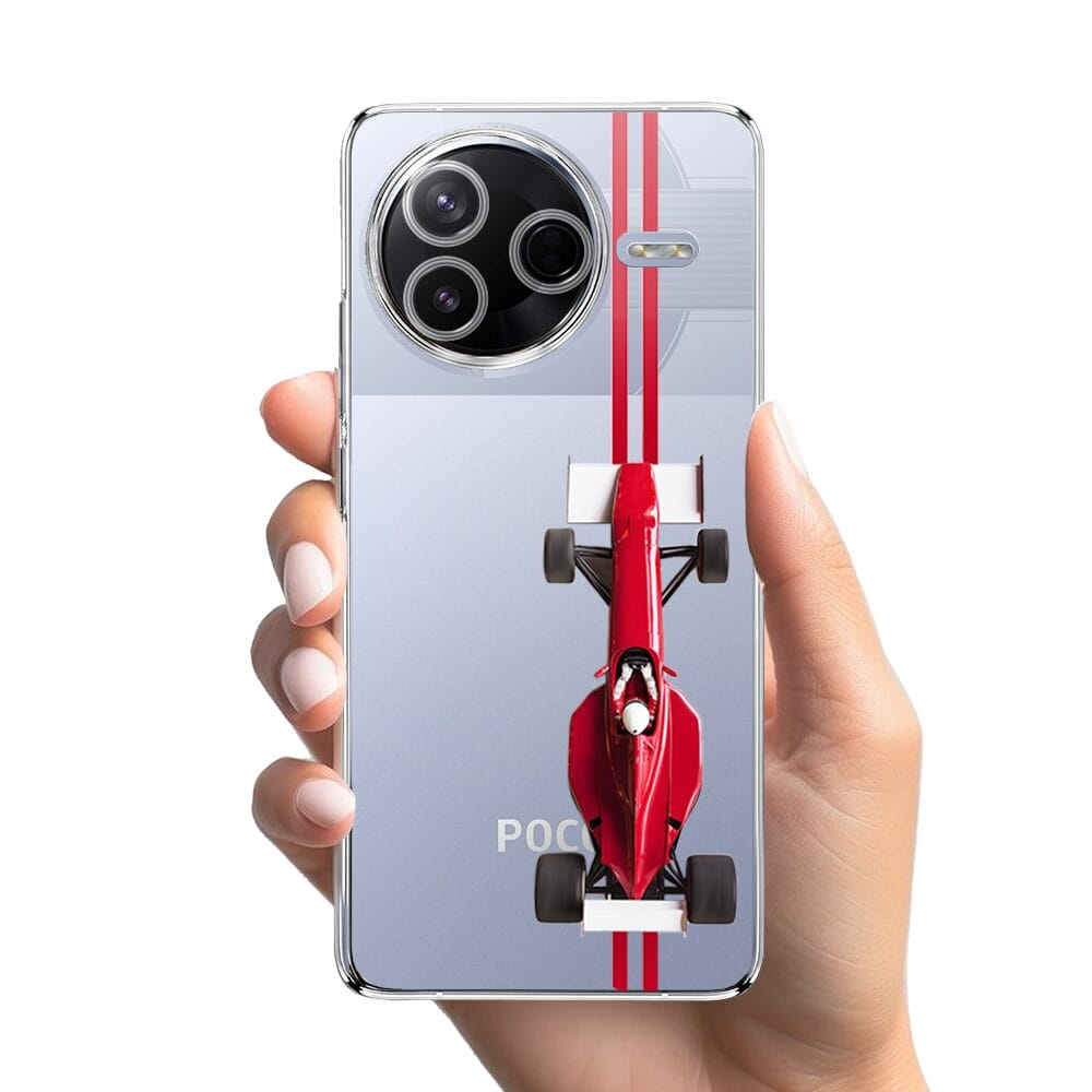 Etui do Xiaomi POCO F7 Pro przeźroczyste, silikonowe Flexi, Szybkie Auta, czerwone F1 - obrazek 2