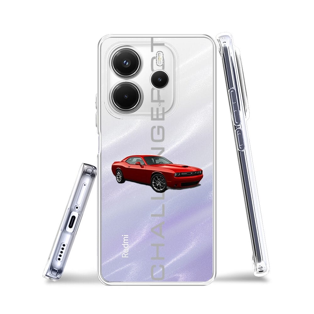 Etui do Xiaomi Redmi Note 14 5G przeźroczyste, silikonowe Flexi, Szybkie Auta, czerwony Challenger GT - obrazek 3