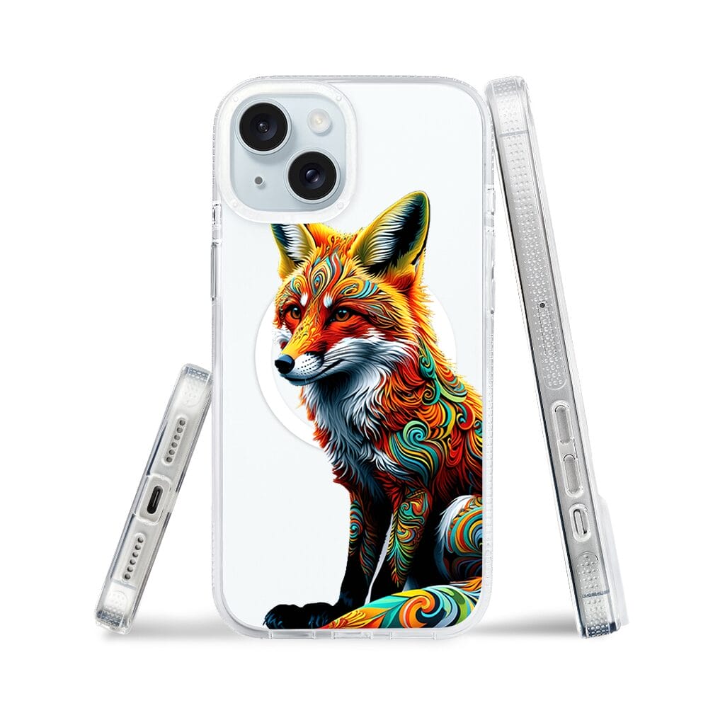 Etui do iPhone 15 z MagSafe przeźroczyste, silikonowe Flexi, Dzika Mandala, Lis - obrazek 3