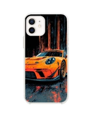 Etui do iPhone 12 Mini z MagSafe przeźroczyste, silikonowe Flexi, Szybkie Auta, Pomarańczowa 911