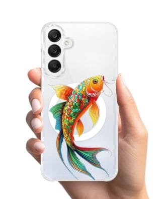 Etui do Samsung Galaxy A25 5G z MagSafe przeźroczyste, silikonowe Flexi, Dzika Mandala, Złota ryba
