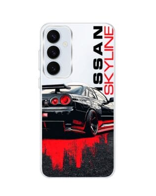 Etui do Samsung Galaxy A55 5G z MagSafe przeźroczyste, silikonowe Flexi, Szybkie Auta, czarny Skyline