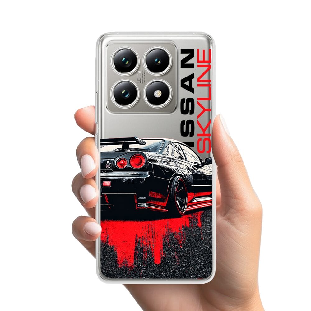 Etui do Xiaomi 14T Pro przeźroczyste, silikonowe Flexi, Szybkie Auta, czarny Skyline - obrazek 2