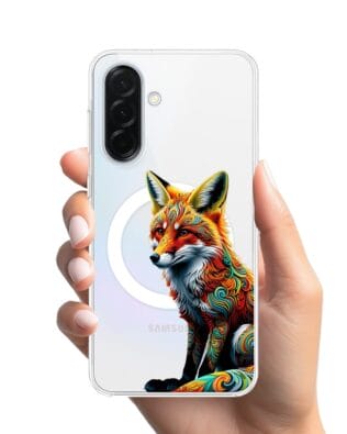 Etui do Samsung Galaxy A36 5G z MagSafe przeźroczyste, silikonowe Flexi, Dzika Mandala, Lis