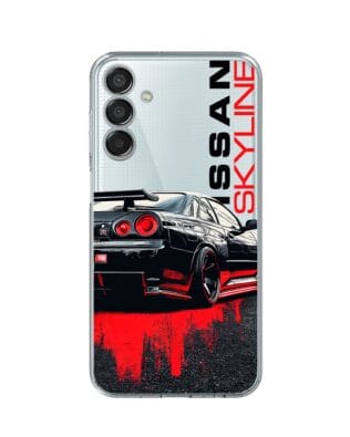 Etui do Samsung Galaxy M15 5G przeźroczyste, silikonowe Flexi, Szybkie Auta, czarny Skyline