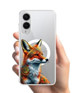 Etui do Samsung Galaxy S25 Edge z MagSafe przeźroczyste, silikonowe Flexi, Dzika Mandala, Twarz lisa