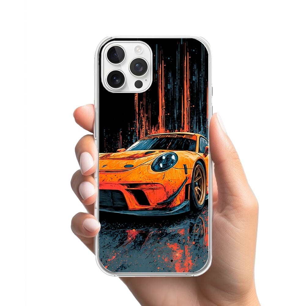 Etui do iPhone 12 Pro Max przeźroczyste, silikonowe Flexi, Szybkie Auta, Pomarańczowa 911 - obrazek 2