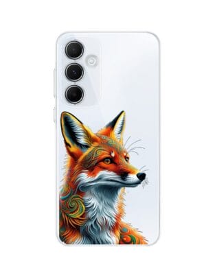 Etui do Samsung Galaxy A55 5G przeźroczyste, silikonowe Flexi, Dzika Mandala, Twarz lisa