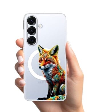 Etui do Samsung Galaxy S25 Plus z MagSafe przeźroczyste, silikonowe Flexi, Dzika Mandala, Lis