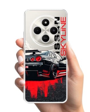 Etui do Xiaomi POCO C75 przeźroczyste, silikonowe Flexi, Szybkie Auta, czarny Skyline