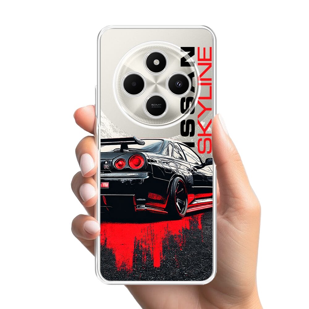 Etui do Xiaomi POCO C75 przeźroczyste, silikonowe Flexi, Szybkie Auta, czarny Skyline - obrazek 2