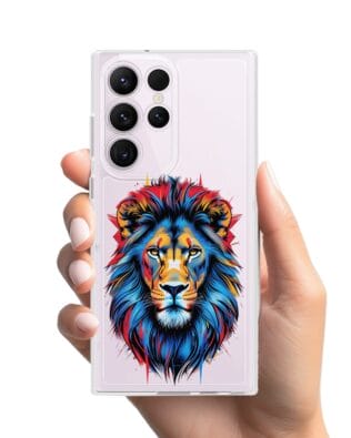 Etui do Samsung Galaxy S23 Ultra przeźroczyste, silikonowe Flexi, Dzika Mandala, Lew