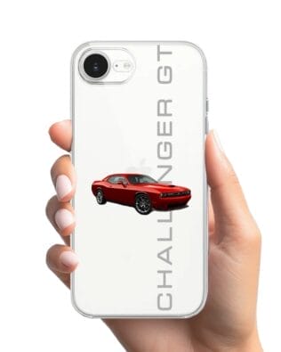 Etui do iPhone 16e przeźroczyste, silikonowe Flexi, Szybkie Auta, czerwony Challenger GT