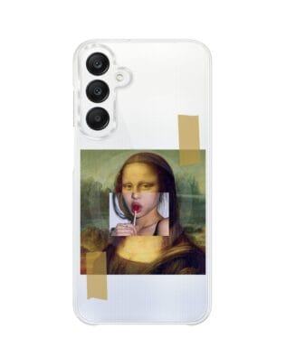 Etui do Samsung Galaxy A25 5G z MagSafe przeźroczyste, silikonowe Flexi, Mona Lisa z lizakiem