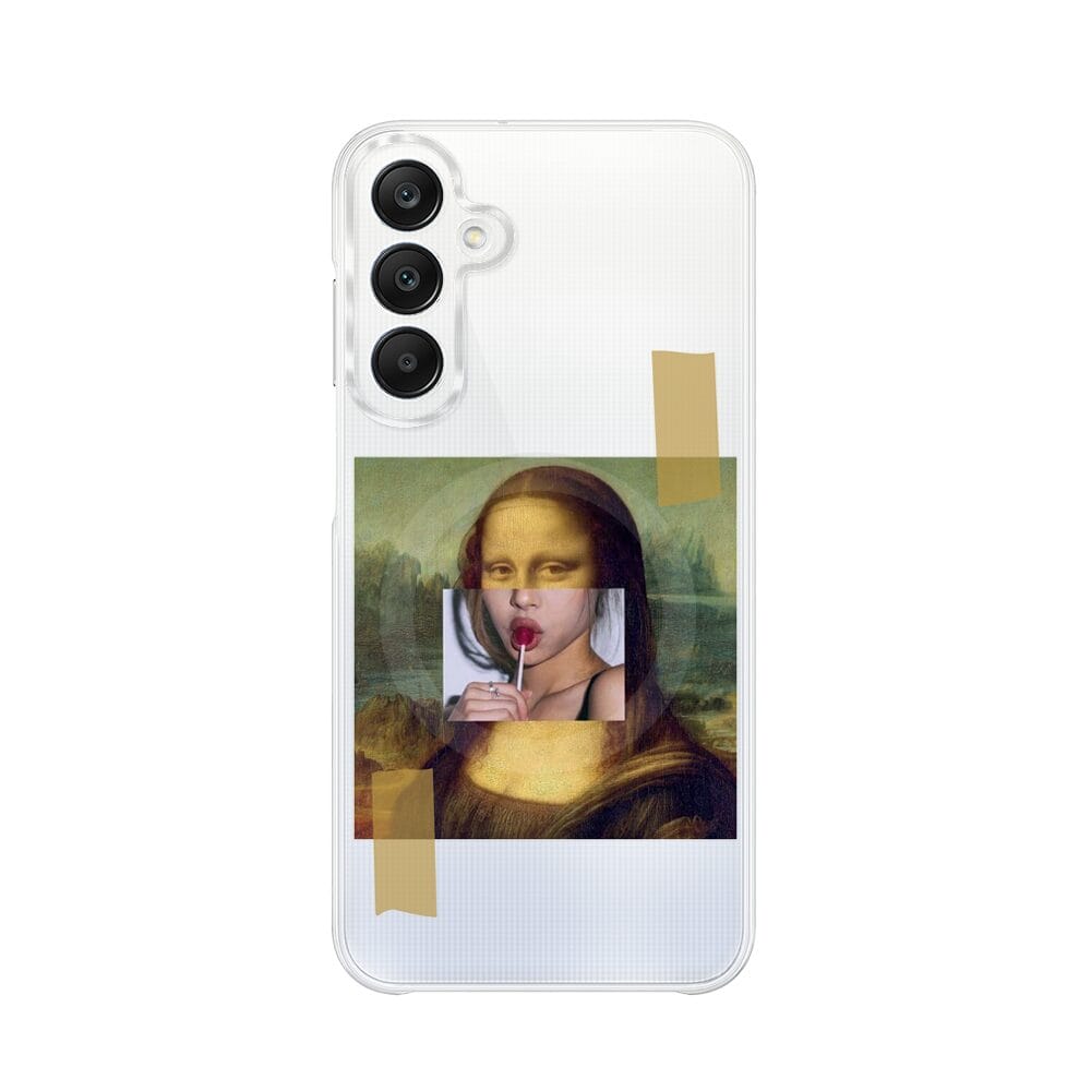 Etui do Samsung Galaxy A25 5G z MagSafe przeźroczyste, silikonowe Flexi, Mona Lisa z lizakiem
