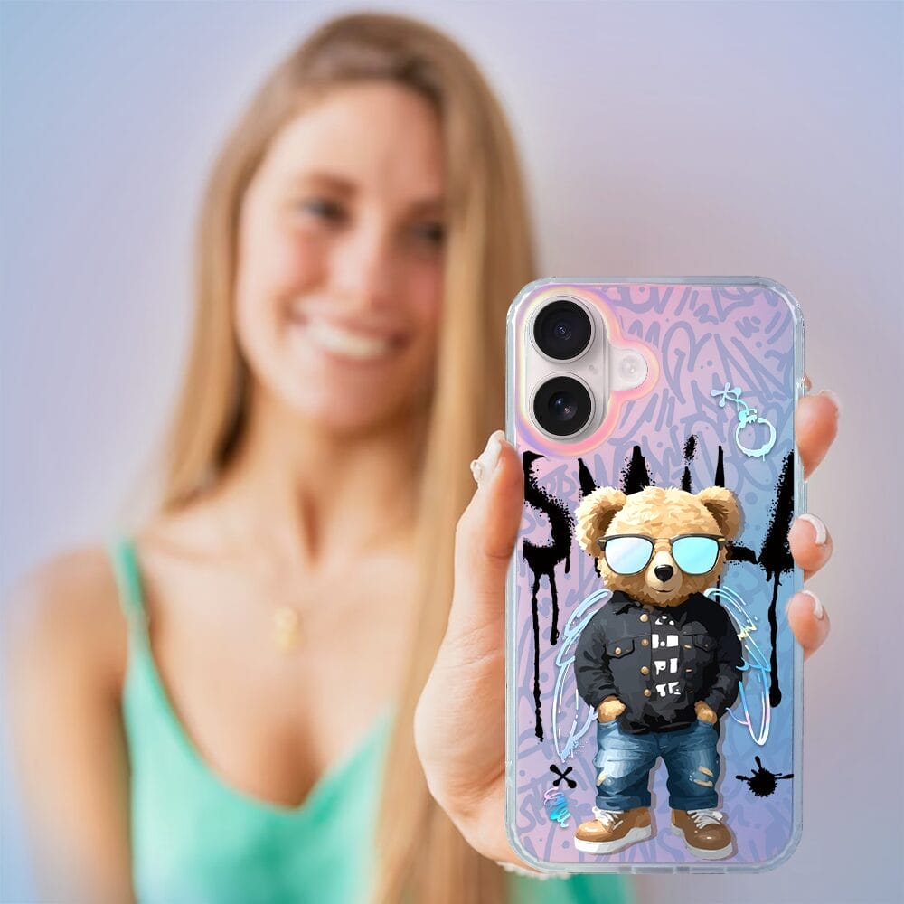 Etui do iPhone 16 IBIZU California Sunset, zmieniające kolor, Graffiti Boy, artystyczny miś - obrazek 5