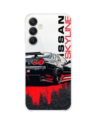 Etui do Samsung Galaxy A25 5G przeźroczyste, silikonowe Flexi, Szybkie Auta, czarny Skyline