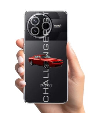 Etui do Xiaomi POCO F7 Pro przeźroczyste, silikonowe Flexi, Szybkie Auta, czerwony Challenger GT