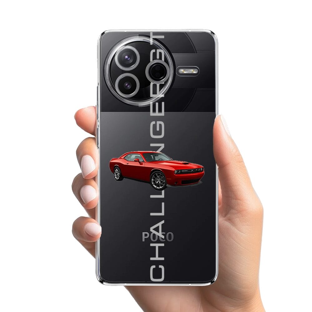 Etui do Xiaomi POCO F7 Pro przeźroczyste, silikonowe Flexi, Szybkie Auta, czerwony Challenger GT - obrazek 2